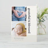 Cartes Pour Fêtes Annuelles Gratitude et Bénédiction Photo Noir Minimal 2 Gras (Debout devant)