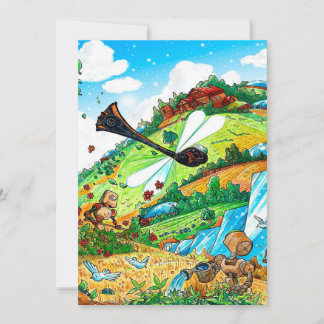 Cartes Pour Fêtes Annuelles Gravure de toile de jardin Dragonfly | cadeau aman