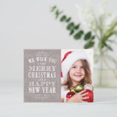 Cartes Pour Fêtes Annuelles Gray Joyeux Noël, Bonne Année Photo (Debout devant)