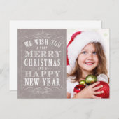 Cartes Pour Fêtes Annuelles Gray Joyeux Noël, Bonne Année Photo (Devant / Derrière)