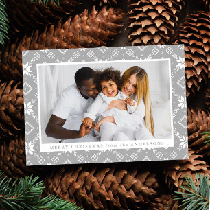 Cartes Pour Fêtes Annuelles Gray Nordic Snowflake Motif Photo