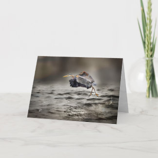 Cartes Pour Fêtes Annuelles Great Blue Heron Dancing Over the Lake Blank