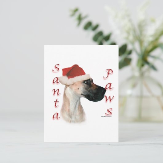 Cartes Pour Fêtes Annuelles Great Dane (fawn) Père Noël Paws (Debout devant)