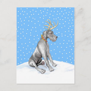 Cartes Pour Fêtes Annuelles Great Dane Reindee Noël noir UC