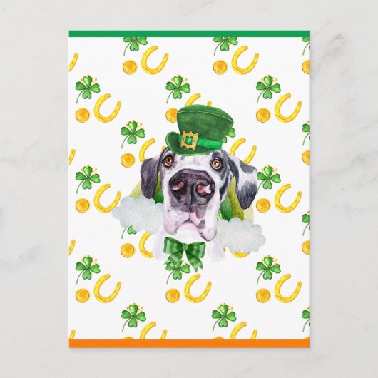 Cartes Pour Fêtes Annuelles Great Dane Shamrock St. Patricks Day (Devant)