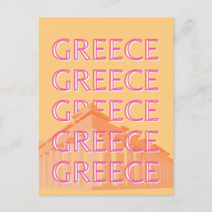 Cartes Pour Fêtes Annuelles Grèce Travel Art, Summer Travel Art, Orange