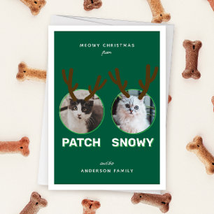 Cartes Pour Fêtes Annuelles Green 2 Pet Photo Meowy Christmas Holiday Card