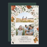 Cartes Pour Fêtes Annuelles Green 3 photo botanique élégant arche rustique<br><div class="desc">Noir,  naturel,  sauge vert et terre cuite fleurie arche élégante botanique multi 3 photo Joyeux Noël carte de vacances.</div>