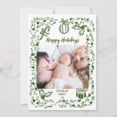 Cartes Pour Fêtes Annuelles Green and white whimsical Christmas Photo Card (Devant)