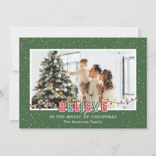 Cartes Pour Fêtes Annuelles Green Believe In the Magic Photo Christmas Cards