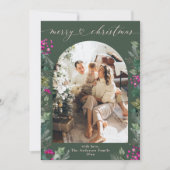 Cartes Pour Fêtes Annuelles Green Bohemian 1 Photo Elegant Christmas Card (Devant)