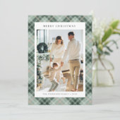 Cartes Pour Fêtes Annuelles Green Buffalo Plaid Photo collage Christmas (Debout devant)