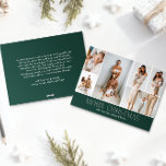 Cartes Pour Fêtes Annuelles GREEN Christmas Elegant 6 Collage Message photo<br><div class="desc">Partagez les moments forts de votre famille avec cette carte de Noël en revue qui présente un design simple, minimal et propre. Le devant comprend un collage moderne de 6 photos jumelé à l'accueil festif "Joyeux Noël" dans une élégante police serif sur une couleur verte festive classique, avec espace pour...</div>