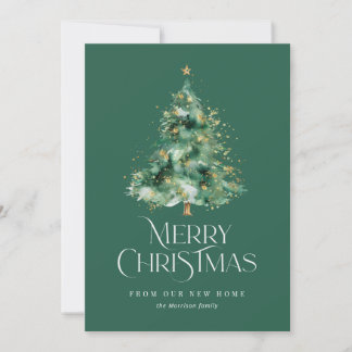Cartes Pour Fêtes Annuelles Green Christmas tree photo Moving