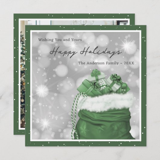 Cartes Pour Fêtes Annuelles Green Classic Photo Happy Holidays Card (Devant / Derrière)