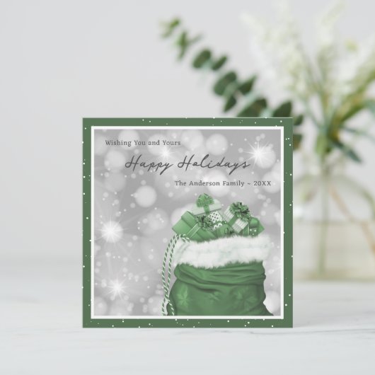 Cartes Pour Fêtes Annuelles Green Classic Photo Happy Holidays Card (Debout devant)
