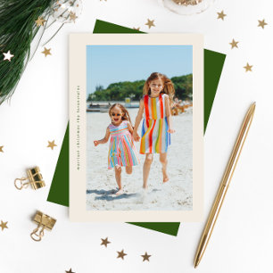 Cartes Pour Fêtes Annuelles Green Cream Simple Side Ways Christmas Photo Frame