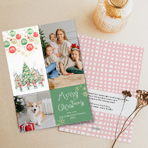 Cartes Pour Fêtes Annuelles Green Festive Winter Scene Joyeux Noël 2 Photo