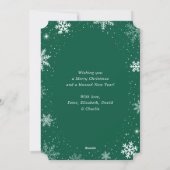Cartes Pour Fêtes Annuelles Green Foil Snowy Photo Joyeux Noël (Dos)