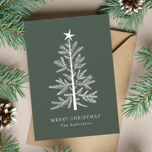 Cartes Pour Fêtes Annuelles Green Forest Minimal Pine de Noël photo