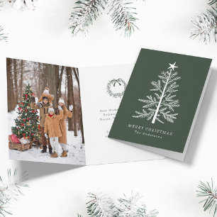Cartes Pour Fêtes Annuelles Green Forest Minimal Pine de Noël photo