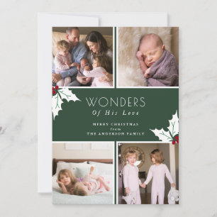 Cartes Pour Fêtes Annuelles Green Four Photo Christmas Holly