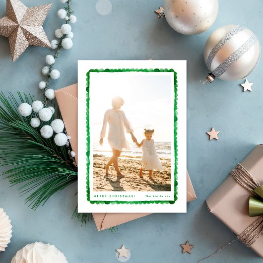 Cartes Pour Fêtes Annuelles green fun modern festive frame christmas photo