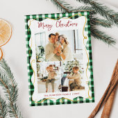 Cartes Pour Fêtes Annuelles Green Gold En vichy Motif Joyeux Noël 3 Photo