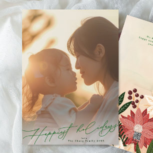 Cartes Pour Fêtes Annuelles Green Happiest Elegant Splendor Photo Noël