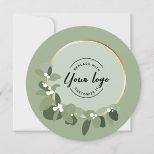 Cartes Pour Fêtes Annuelles Green Holiday Corporate Wreath Logo personnalisé U