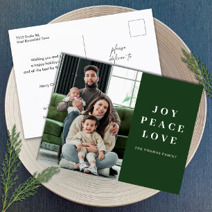 Cartes Pour Fêtes Annuelles Green Joy Peace Love Minimal Christmas Nom de fami