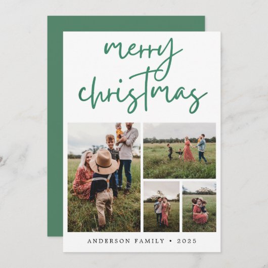 Cartes Pour Fêtes Annuelles Green Joyeux Noël Calligraphie (Devant / Derrière)