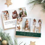 Cartes Pour Fêtes Annuelles GREEN Joyeux Noël chic 9 Collage Multi Photo<br><div class="desc">Partagez les moments forts de votre famille avec cette carte de Noël en revue qui présente un design simple, minimal et propre. Le devant comprend un collage moderne de 6 photos jumelé à l'accueil festif "Joyeux Noël" dans une élégante police serif sur une couleur verte festive classique, avec espace pour...</div>