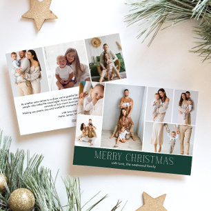 Cartes Pour Fêtes Annuelles GREEN Joyeux Noël chic 9 Collage Multi Photo