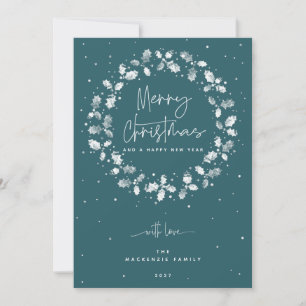 Cartes Pour Fêtes Annuelles Green Joyeux Noël Holly Wreath