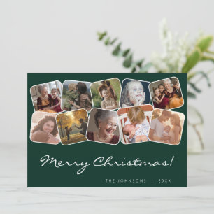 Cartes Pour Fêtes Annuelles Green Joyeux Noël Whit Black 10 Photo Collage