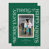 Cartes Pour Fêtes Annuelles Green Merry Everything and a Happy Always (Devant / Derrière)