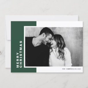 Cartes Pour Fêtes Annuelles Green Modern Color Block Joyeux Noël Photo