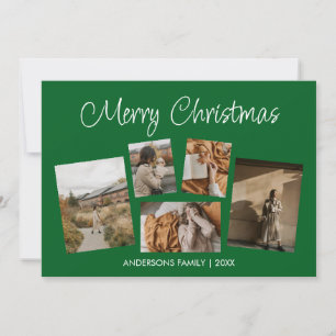 Cartes Pour Fêtes Annuelles Green Modern Joyeux Noël Photo Collage