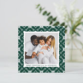 Cartes Pour Fêtes Annuelles Green Nordic Snowflake Pattern Photo (Debout devant)