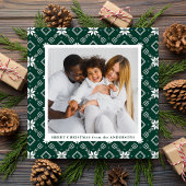 Cartes Pour Fêtes Annuelles Green Nordic Snowflake Pattern Photo