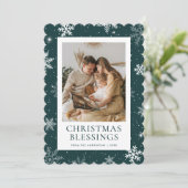 Cartes Pour Fêtes Annuelles Green Photo Snowflake Snow Christian (Debout devant)