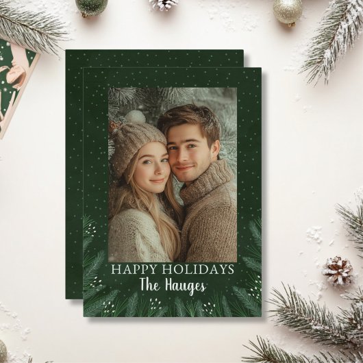 Cartes Pour Fêtes Annuelles Green Pine Tree Joyeuses Vacances