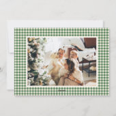 Cartes Pour Fêtes Annuelles Green Plaid Custom Two Horizontal Photo Noël (Dos)