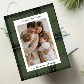 Cartes Pour Fêtes Annuelles Green Plaid Custom Vertical Photo Christmas