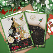 Cartes Pour Fêtes Annuelles Green Plaid Split-Tree Catmas Card | Cute Kitten