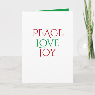Cartes Pour Fêtes Annuelles Green Red White Peace Love Joie Noël