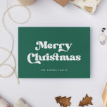 Cartes Pour Fêtes Annuelles Green Retro Vintage Font Joyeux Noël<br><div class="desc">Joyeuse carte de Noël : un design rétro classique,  avec une typographie d'inspiration vintage et un arrière - plan vert classique.</div>