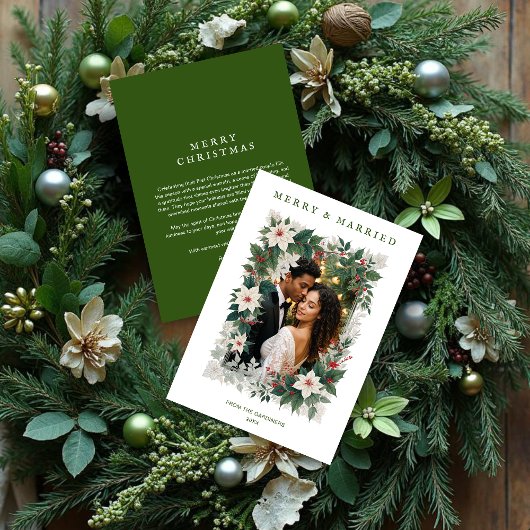Cartes Pour Fêtes Annuelles Green Romantic Christmas Botanical Frame Photo