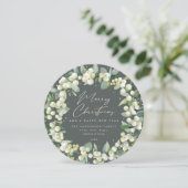 Cartes Pour Fêtes Annuelles Green Round Snowberry+Eucalyptus Christmas Wath (Debout devant)